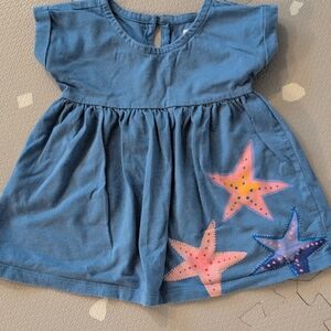 Tea Blue Dress with Starfish 6-9 Months